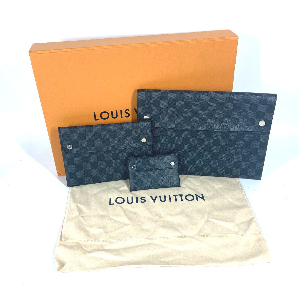 Luxury Women's Clutch Bag | LOUIS VUITTON Clutch bag Damier Grafitto Canvas black Damier Grafitte Alpha triple pouch mens