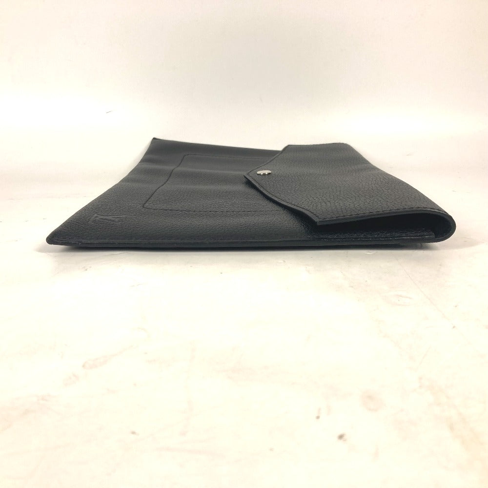 LOUIS VUITTON Clutch bag Taurillon Clemence Leather black LV logo pochette envelope mens