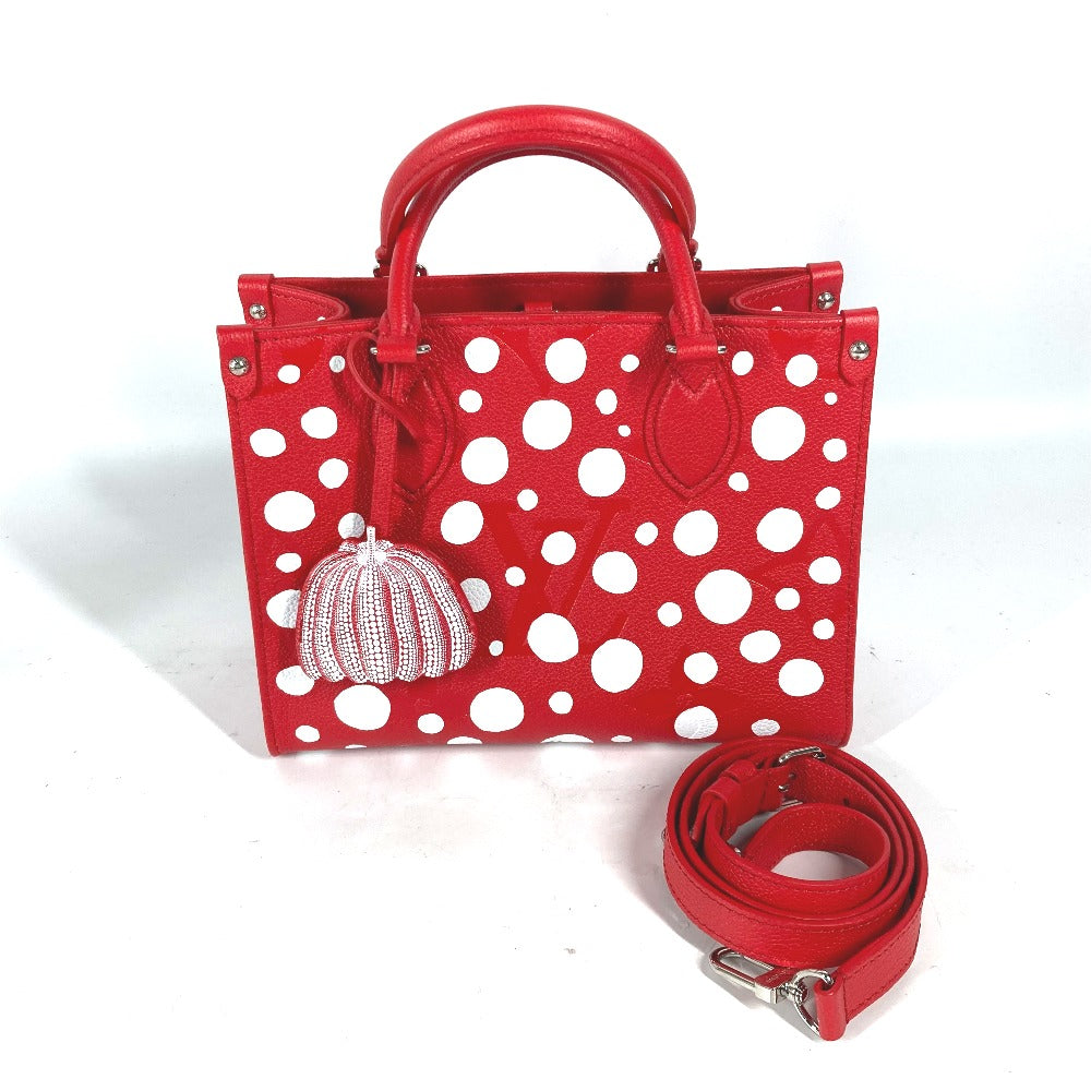LOUIS VUITTON Handbag Monogram Ann Platt Leather Red Kusama Yayoi Collaboration LV x YK On the Go PM Women