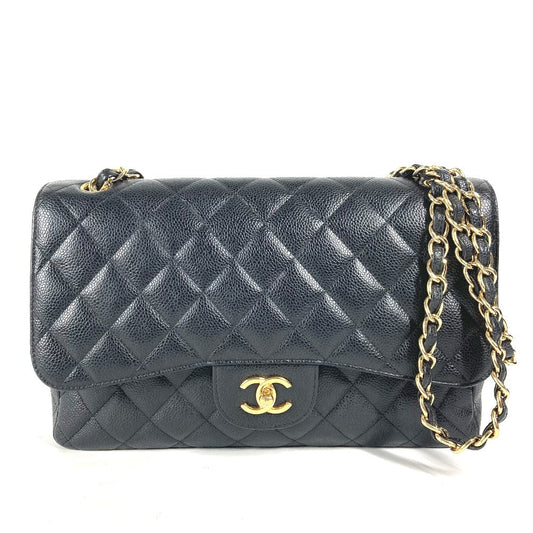 CHANEL Shoulder Bag Caviar skin black Chain bag Matelasse 30 Quilting Women