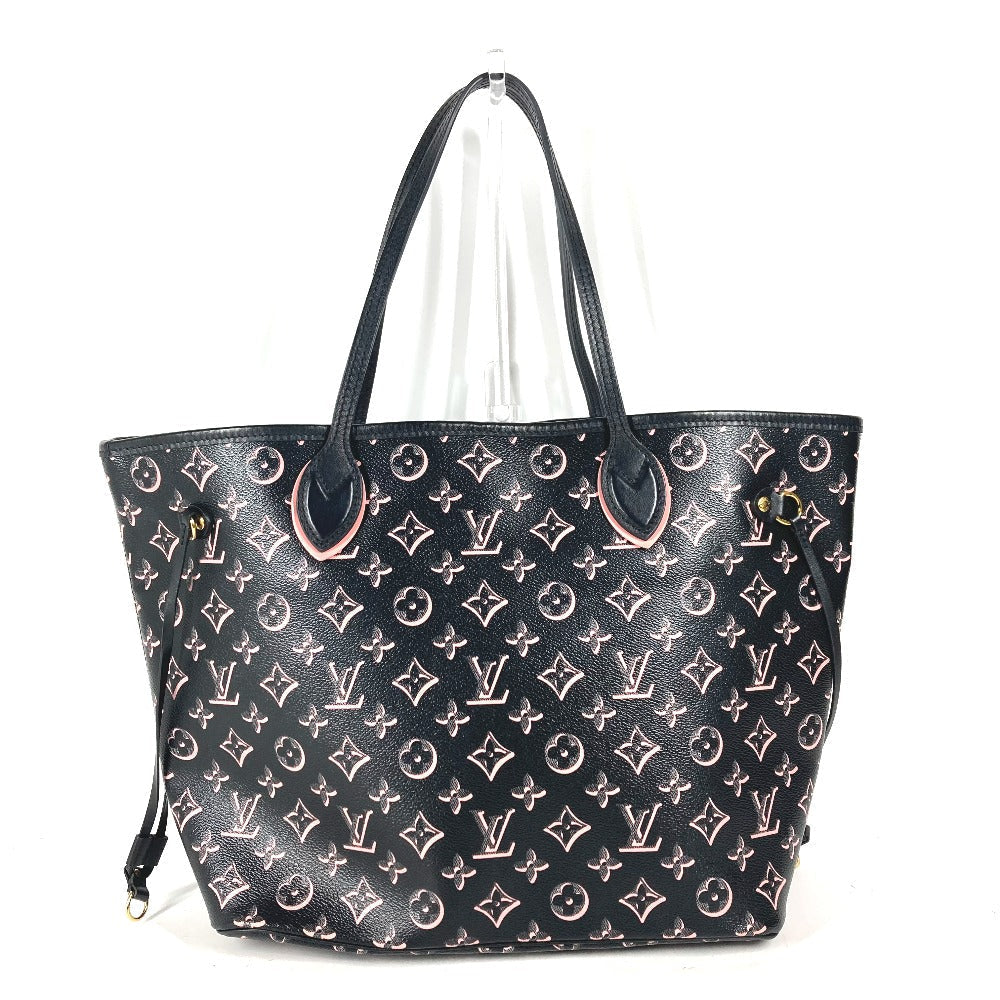 LOUIS VUITTON Shoulder Bag Leather / coated canvas black Monogram Neverfull MM Women