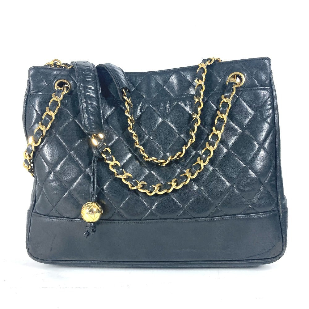 CHANEL Shoulder Bag lambskin black Matelasse quilting CC COCO Mark logo