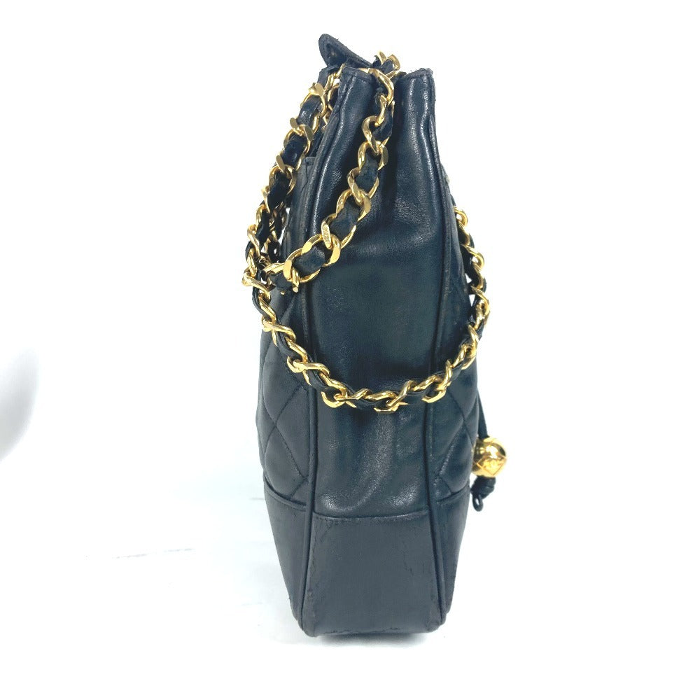 CHANEL Shoulder Bag lambskin black Matelasse quilting CC COCO Mark logo