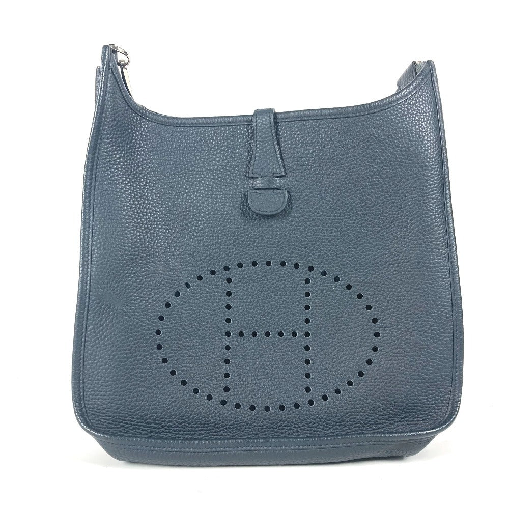 HERMES Shoulder Bag Taurillon Clemence Navy Punching H logo Evelyn 3 PM unisex(Unisex)
