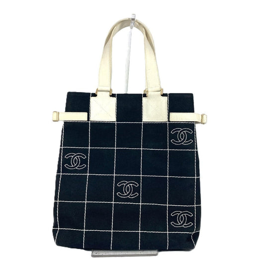 CHANEL Shoulder Bag canvas black CC COCO Mark Bicolor Women