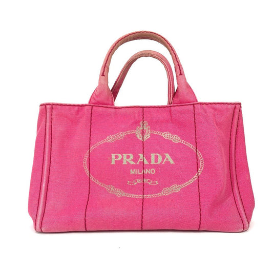 PRADA Tote Bag 1BG642 canvas pink Canapa logo M Women