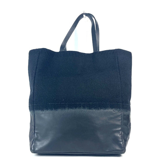 CHANEL Shoulder Bag Knit / leather black CC COCO Mark logo Women