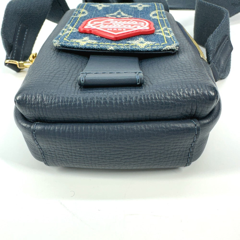 LOUIS VUITTON Shoulder Bag Denim, Leather blue Monogram denim NIGO collaboration Double phone pouch unisex(Unisex)