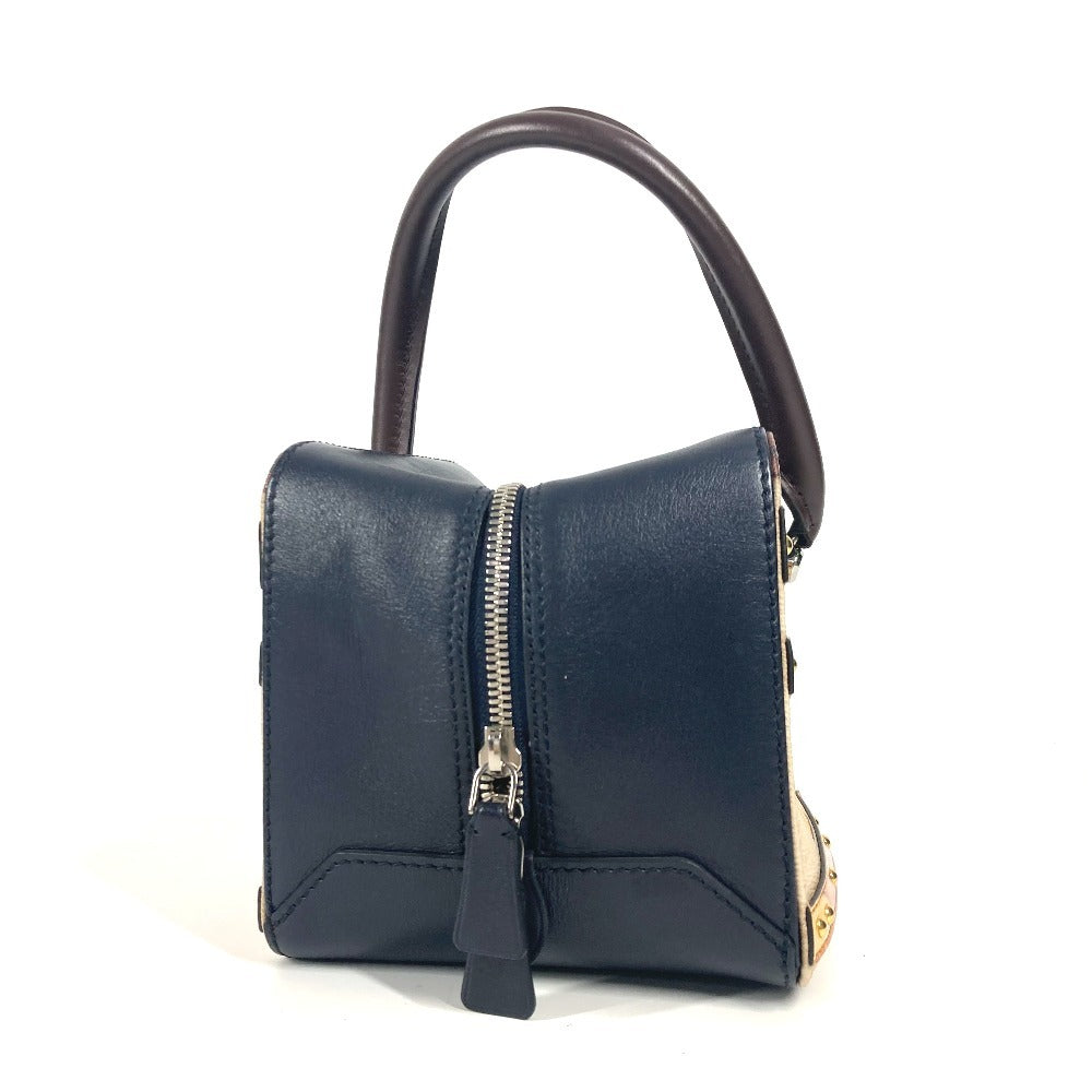 LOUIS VUITTON Handbag leather Navy Trompe l'oeil