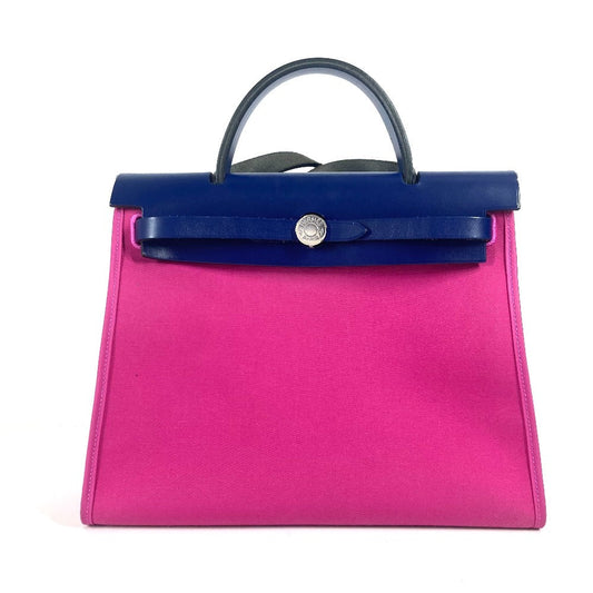 HERMES Handbag Toile Officier, Vash Hunter pink With porch Herbag Zip PM 31