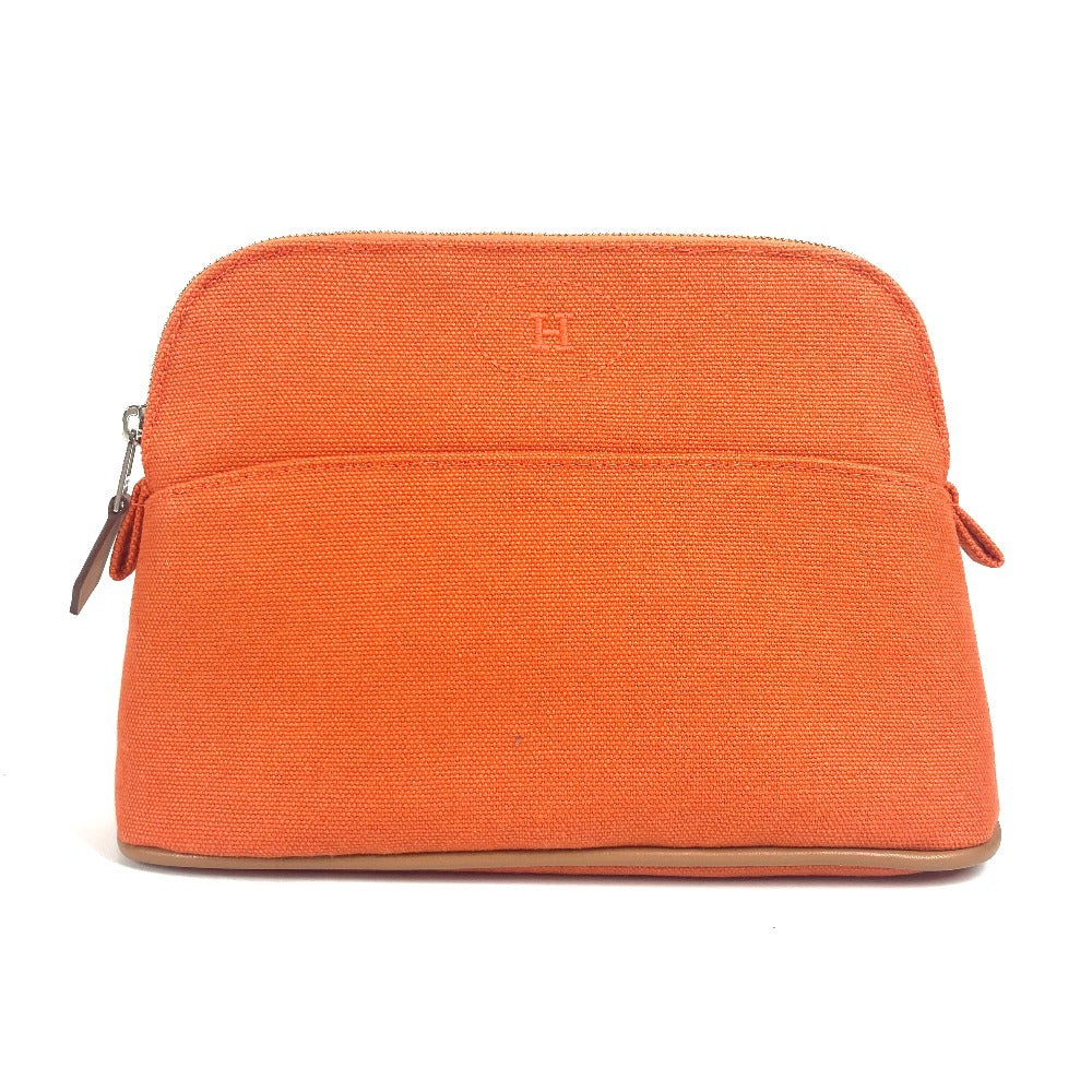 HERMES Cosmetics Pouch canvas Orange Bolide mini pouch