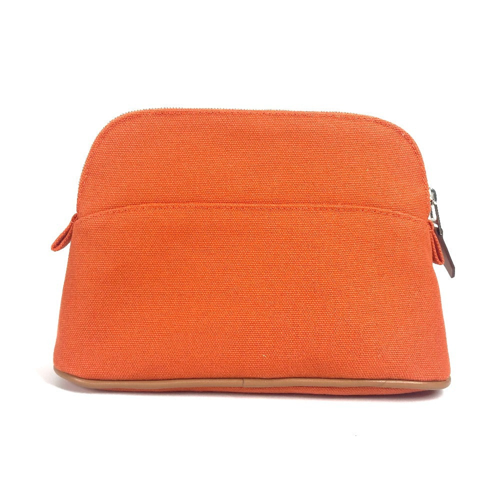 HERMES Cosmetics Pouch canvas Orange Bolide mini pouch