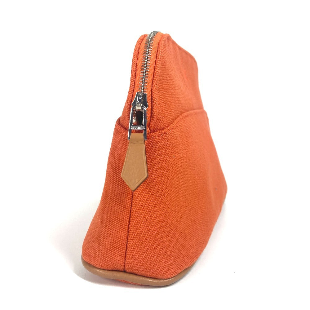 HERMES Cosmetics Pouch canvas Orange Bolide mini pouch