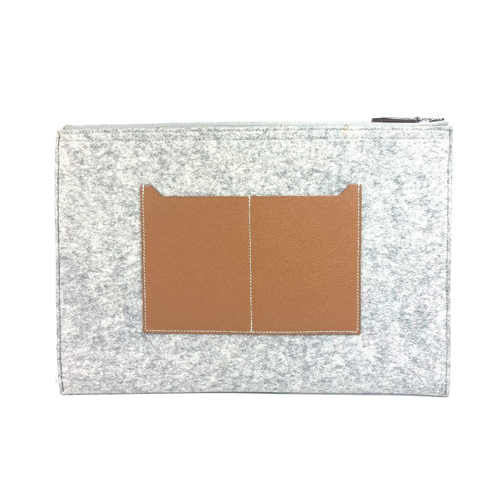 HERMES Clutch bag Felt, Leather gray Bag Too Doo 37
