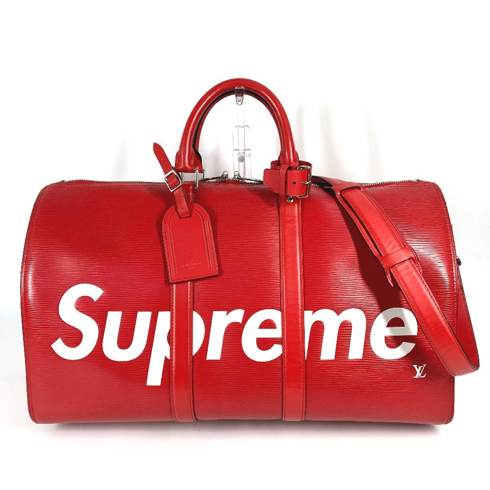 LOUIS VUITTON Boston Duffel bag Epi Leather Red Epi Supreme collaboration Keepall bandouliere45