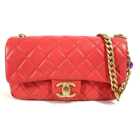 CHANEL Shoulder Bag AS2380 lambskin Red type CC COCO Mark Matelasse Bijou