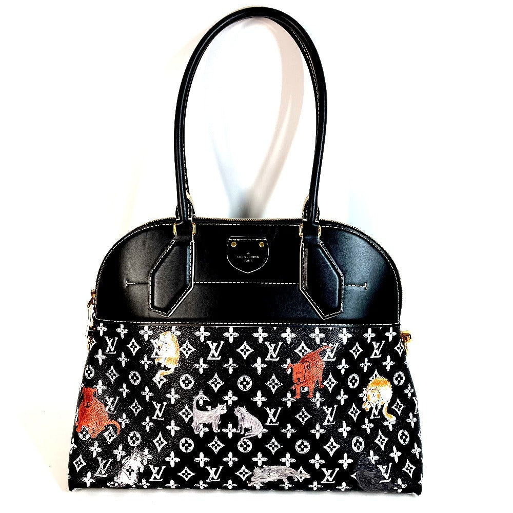 LOUIS VUITTON Shoulder Bag leather black Catgram Cat Grace Coddington Collaboration Alma Soup