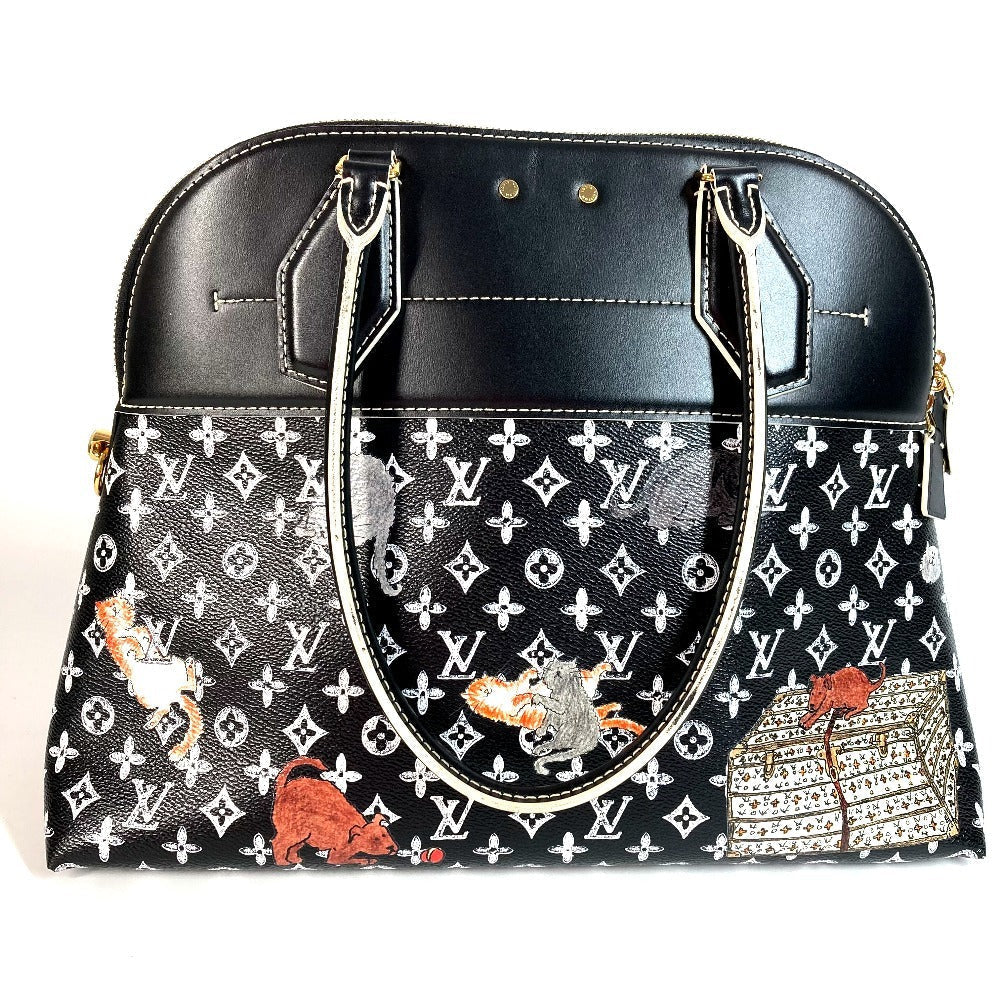 LOUIS VUITTON Shoulder Bag leather black Catgram Cat Grace Coddington Collaboration Alma Soup