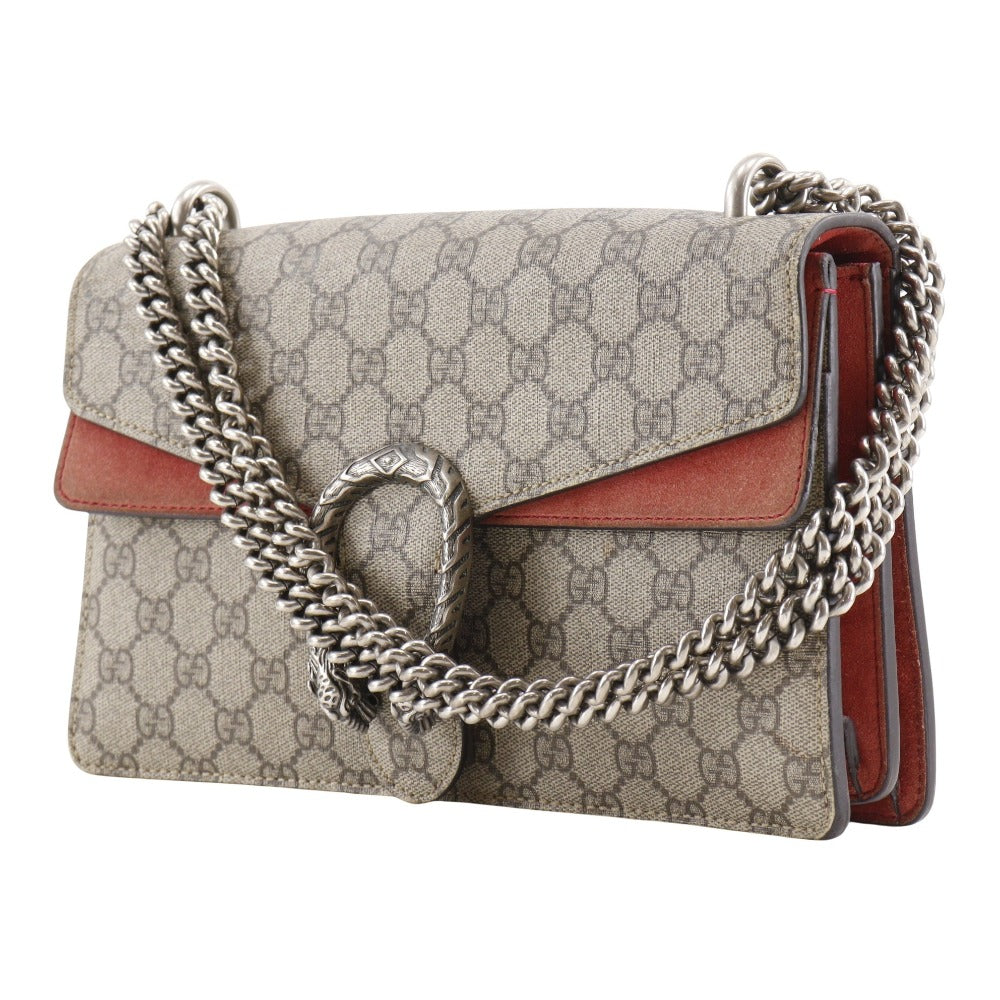 GUCCI Shoulder Bag 400249 GG Supreme canvas, suede Brown ChainShoulder Duonisos