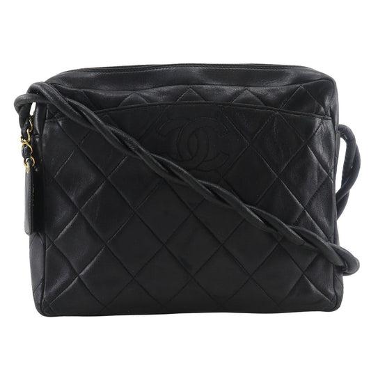 CHANEL Shoulder Bag lambskin black rope Matrasse COCO Mark