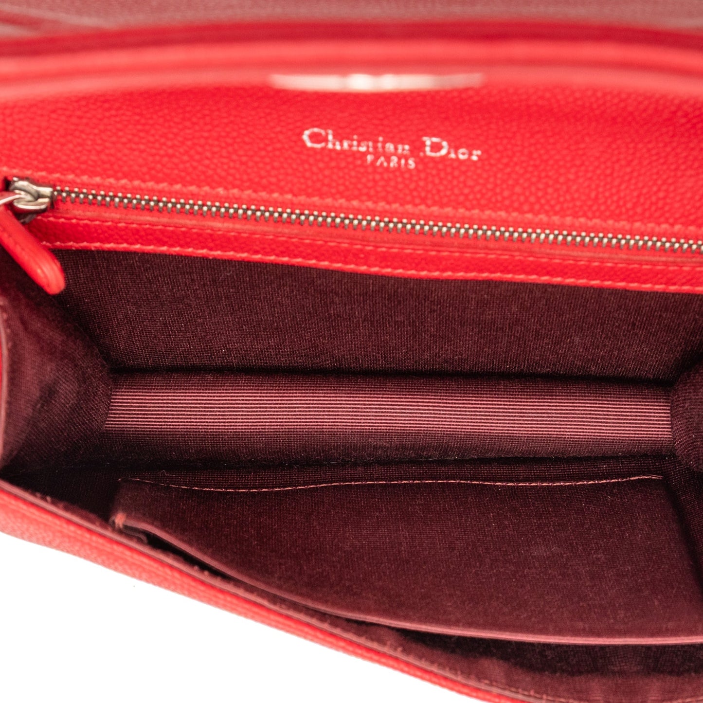 Red Dior Small Grained Calfskin Diorama Flap Crossbody Bag