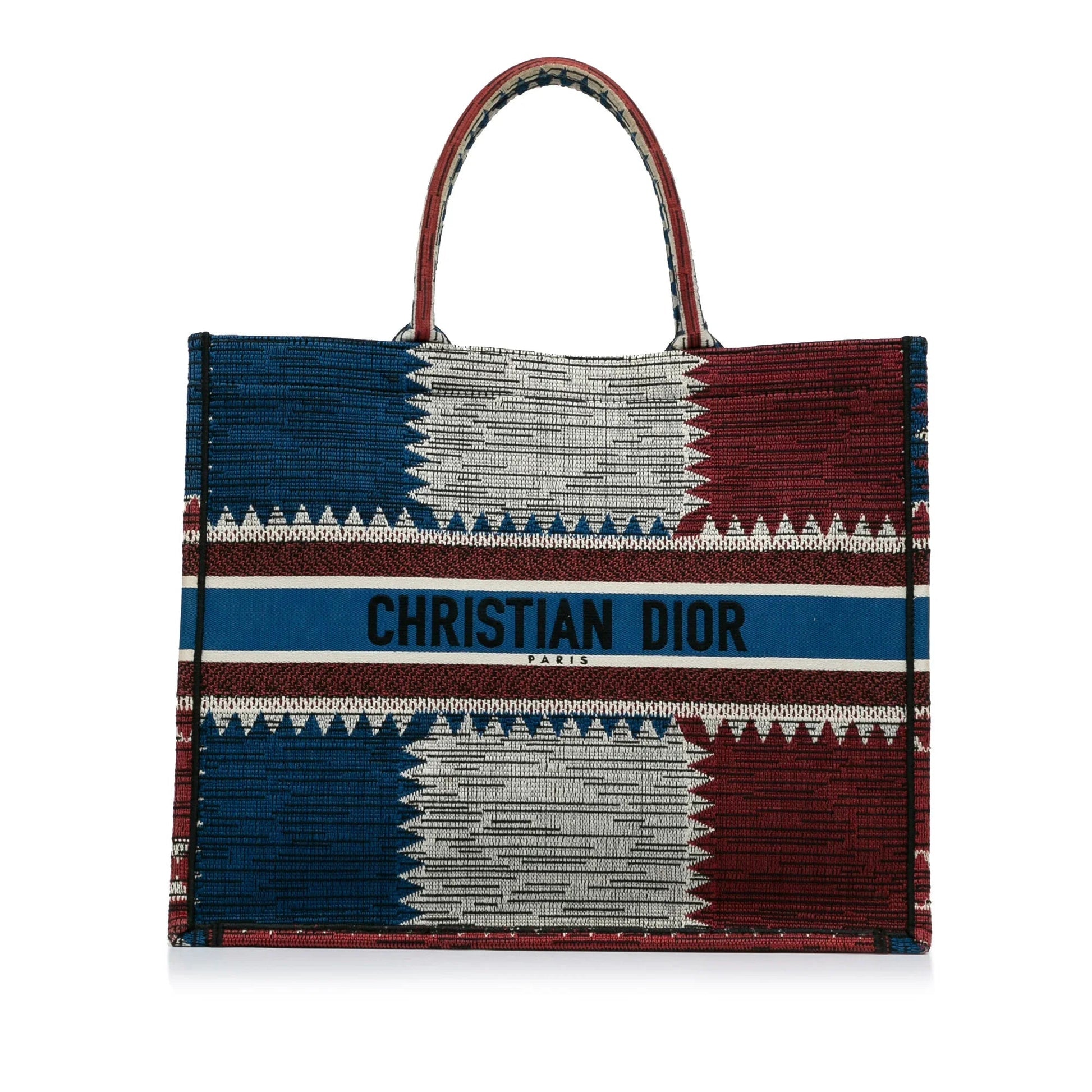 Blue Dior Large French Flag Book Tote