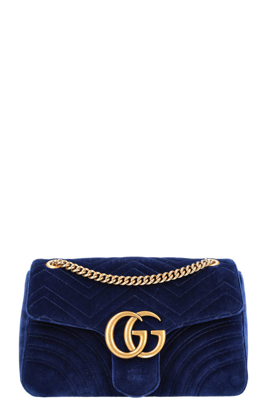 GUCCI Medium Marmont Velvet Blue