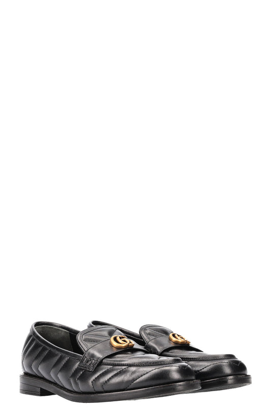 GUCCI Double G MatelassÃ© Flats Black