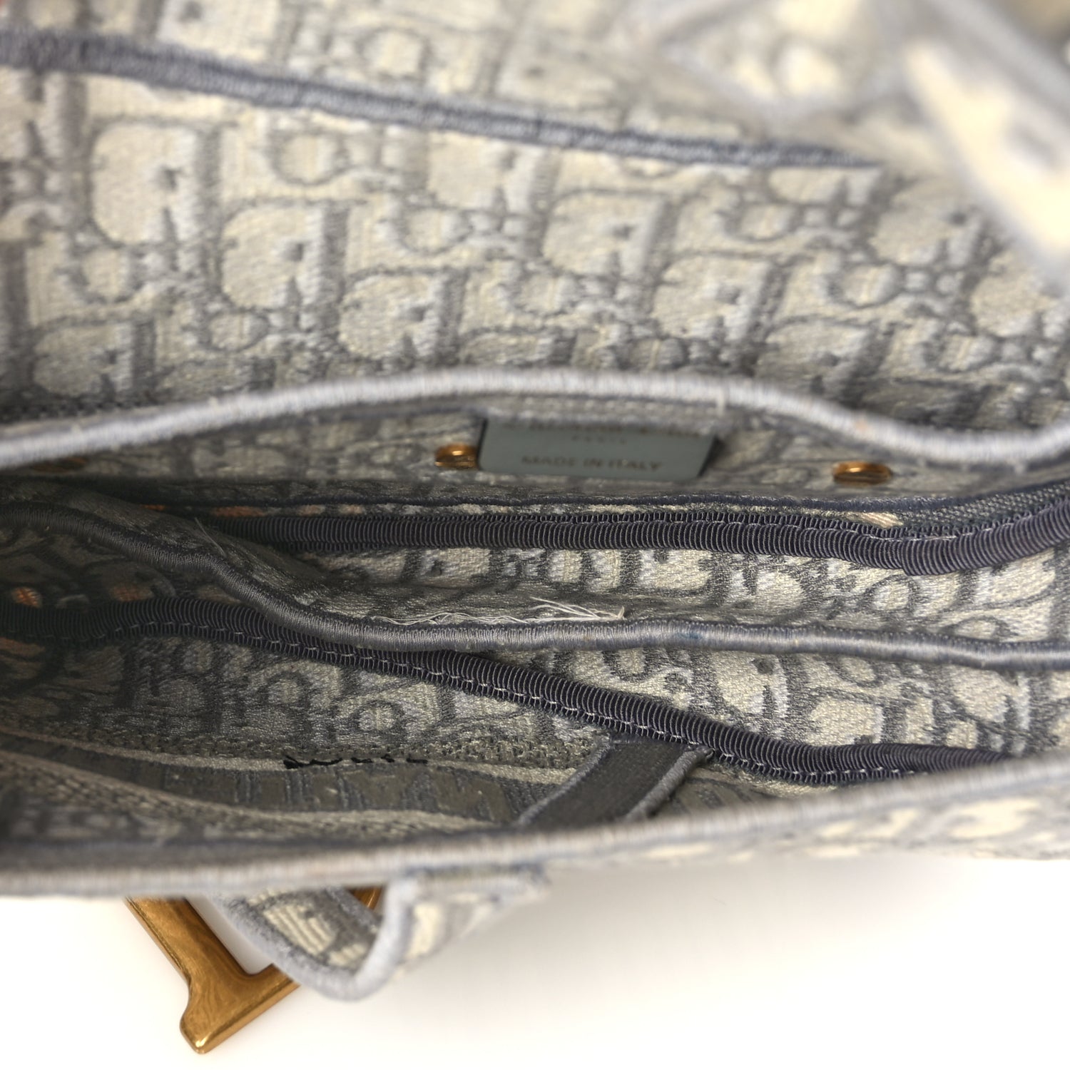 Christian Dior Oblique Embroidered Saddle Bag Grey