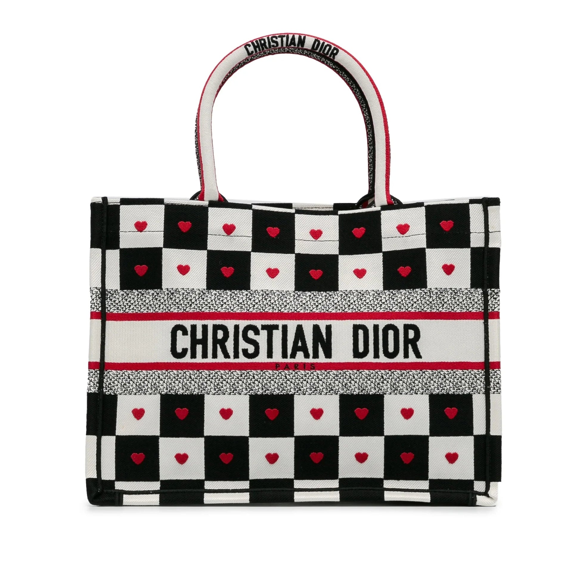 White Dior DiorAmour Medium Canvas D-Chess Book Tote