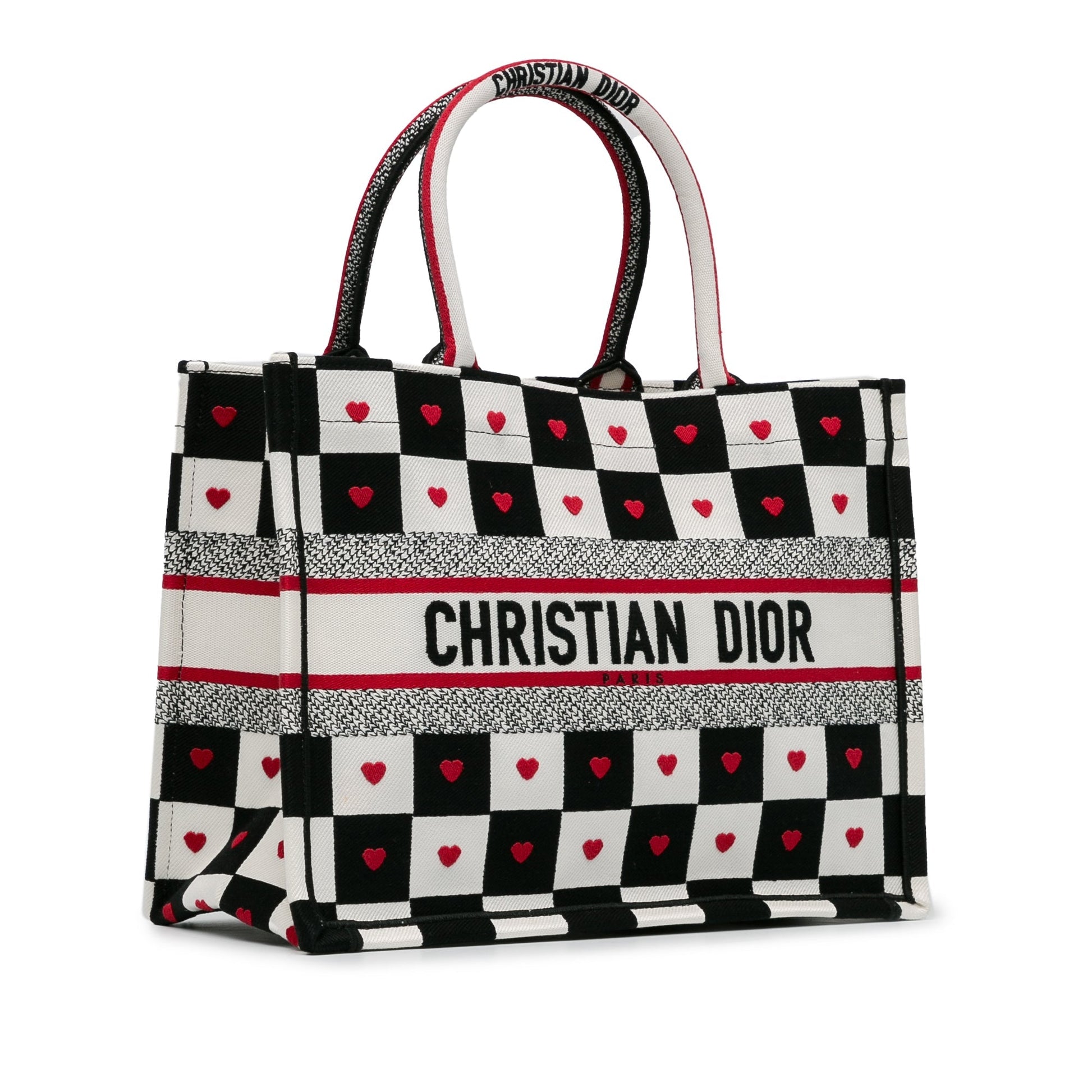 White Dior DiorAmour Medium Canvas D-Chess Book Tote