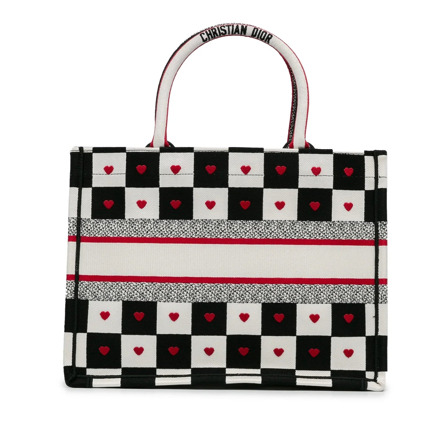 White Dior DiorAmour Medium Canvas D-Chess Book Tote