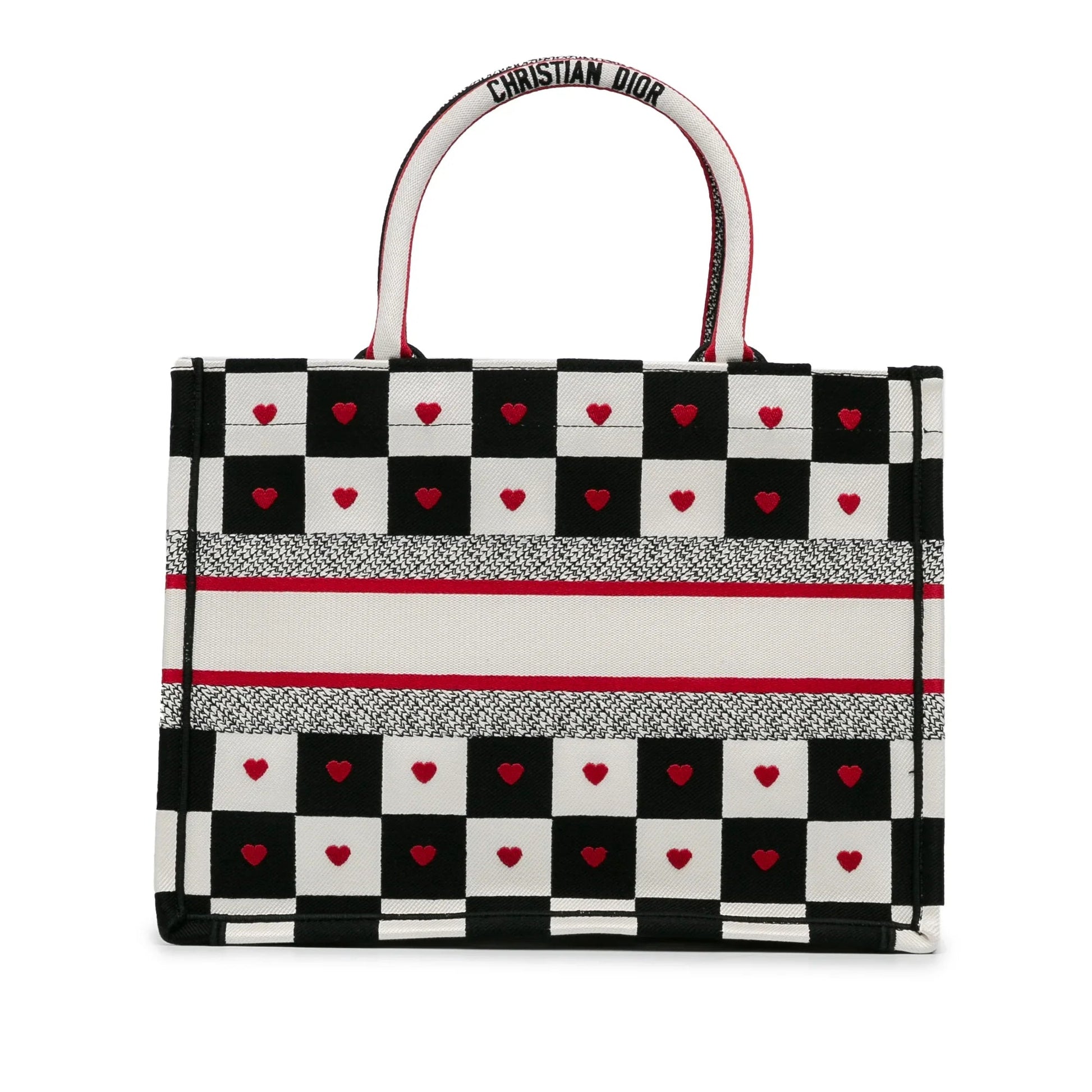 White Dior DiorAmour Medium Canvas D-Chess Book Tote