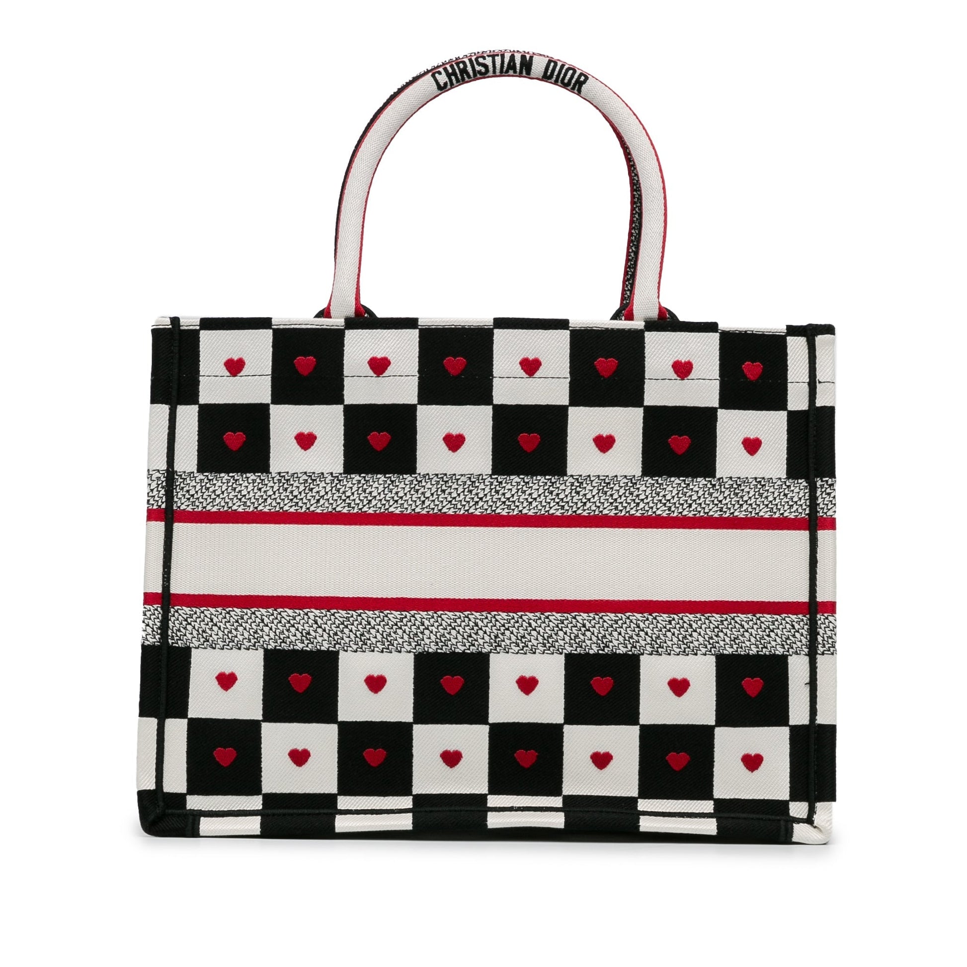 White Dior DiorAmour Medium Canvas D-Chess Book Tote