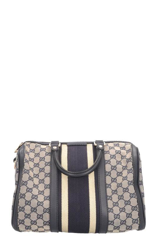 GUCCI Boston Bowling Bag Blue Canvas