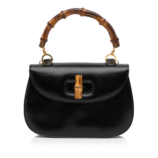 Gucci Bamboo Black Leather Shoulder Bag Style 5