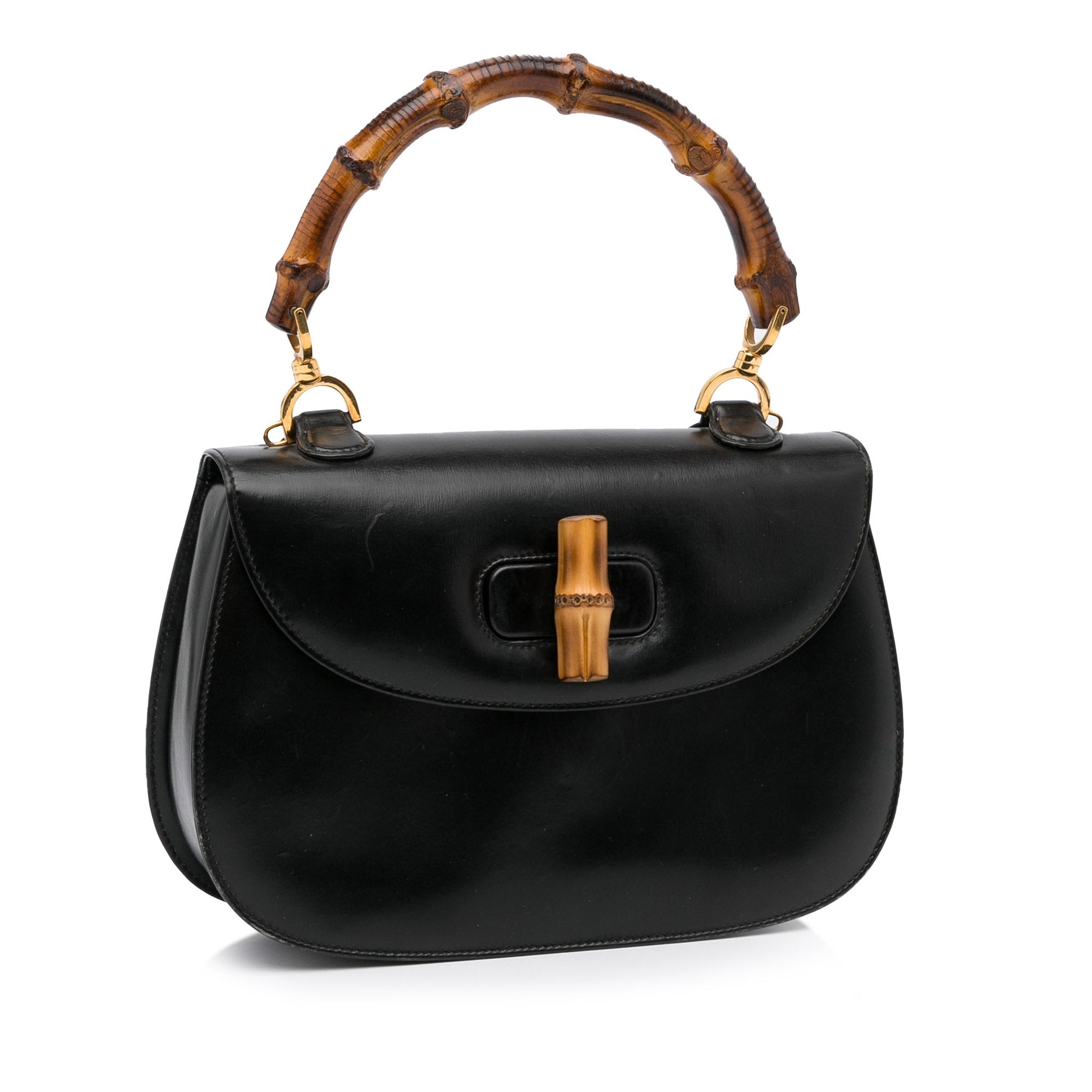 Gucci Bamboo Black Leather Shoulder Bag Style 5