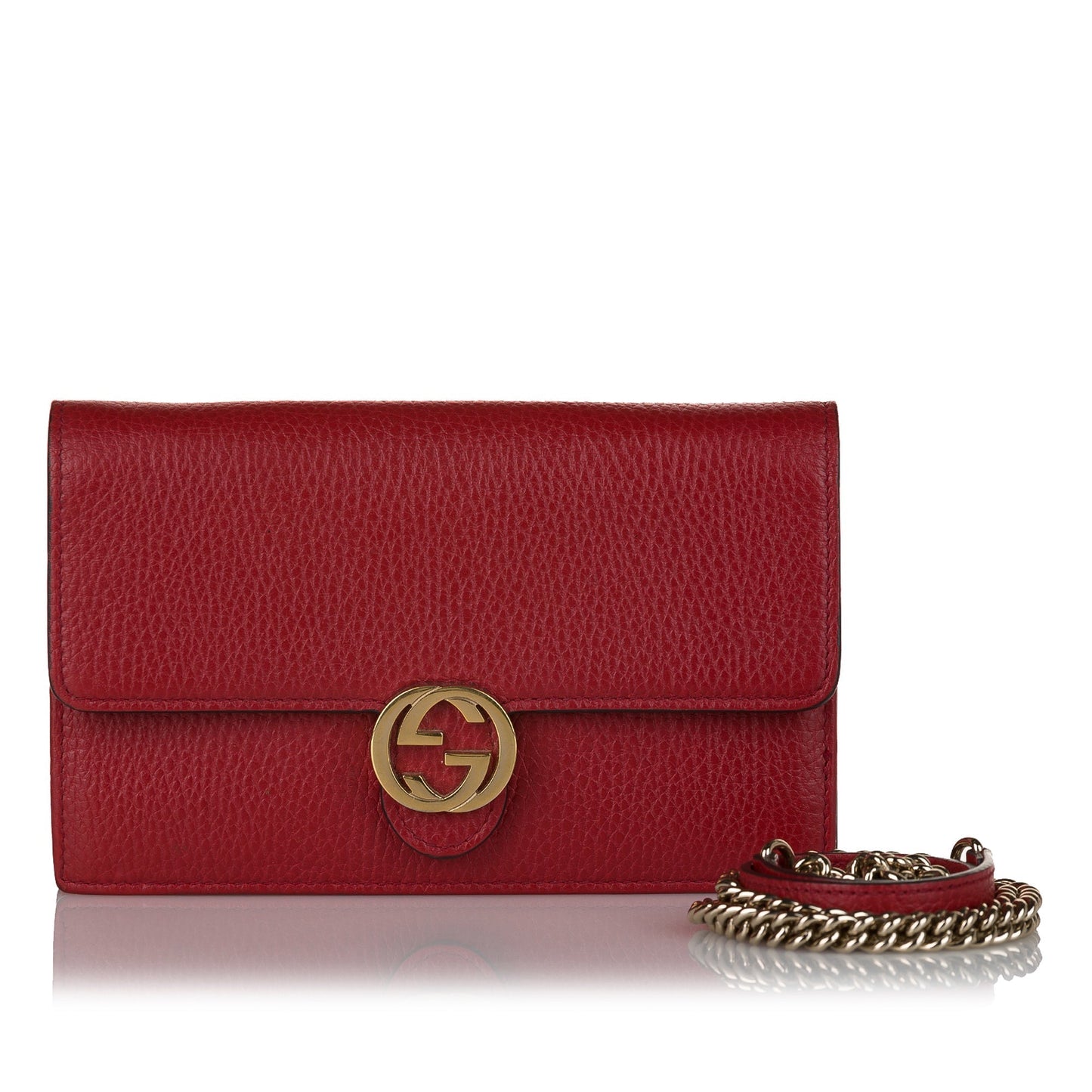 Gucci Interlocking G Red Leather Chain Crossbody Style 1