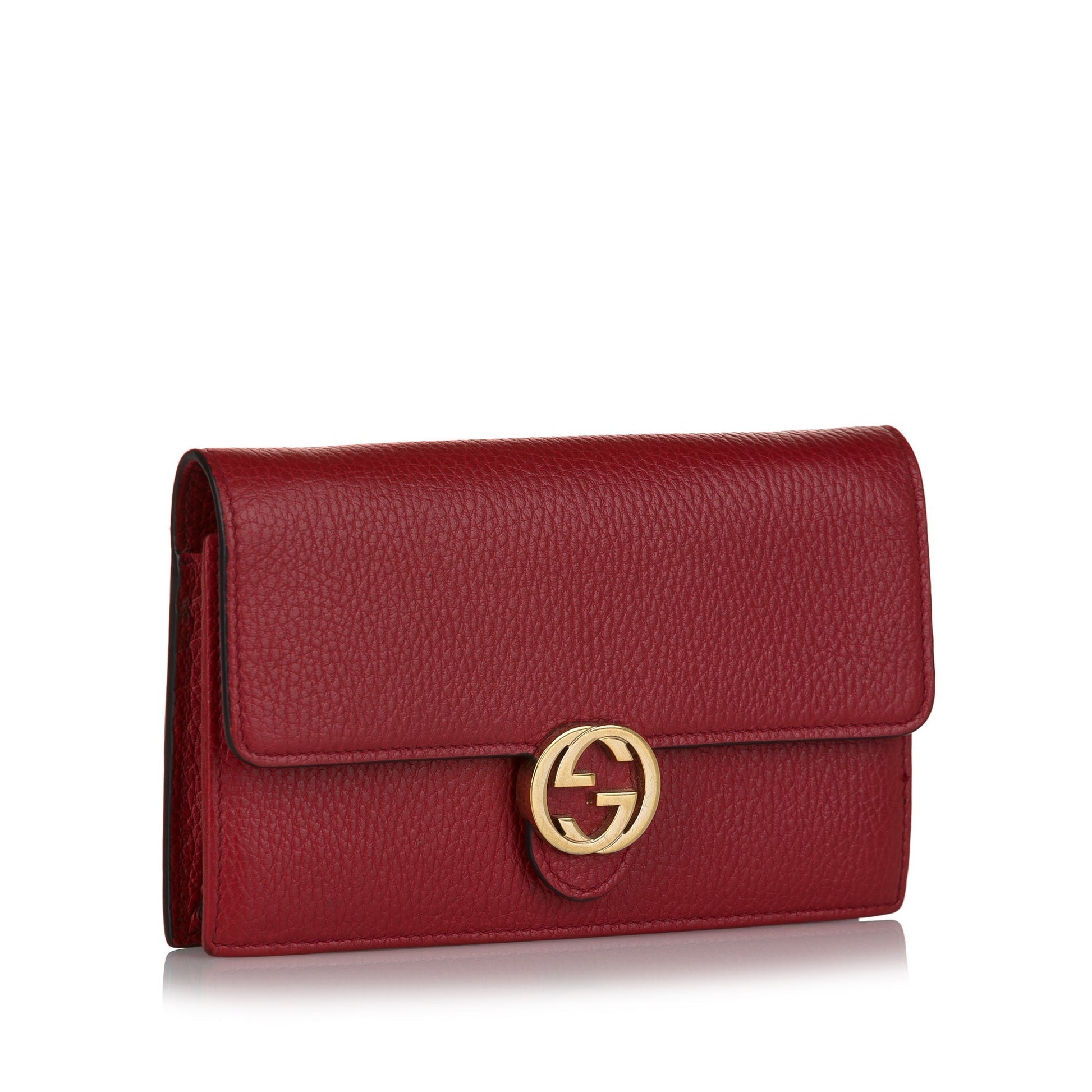 Gucci Interlocking G Red Leather Chain Crossbody Style 1