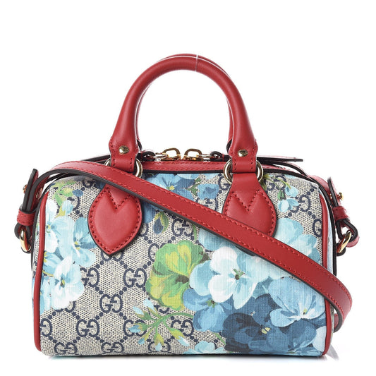 GUCCI GG SUPREME MONOGRAM BLOOMS MINI BOSTON BAG