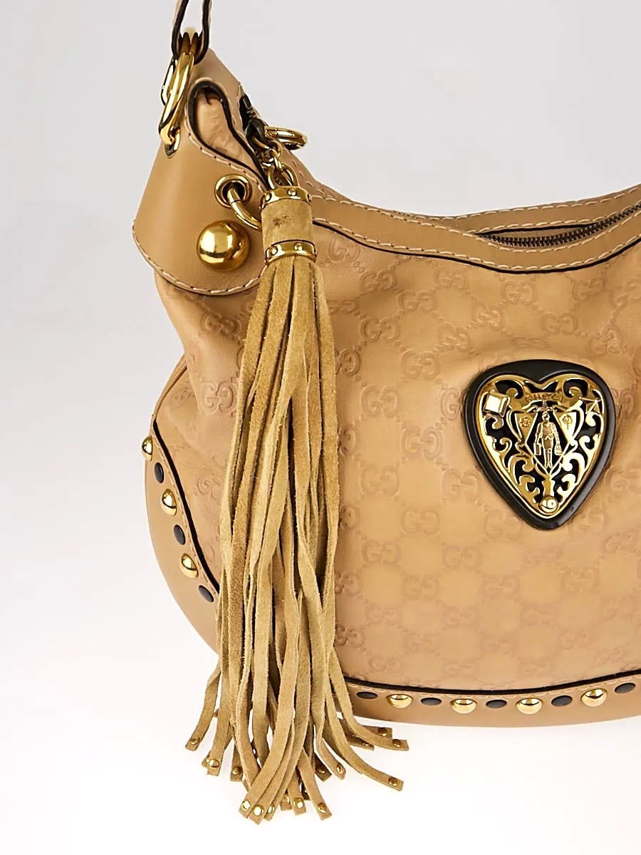 GUCCI GUCCISSIMA LEATHER BABOUSKA HEART HOBO BAG