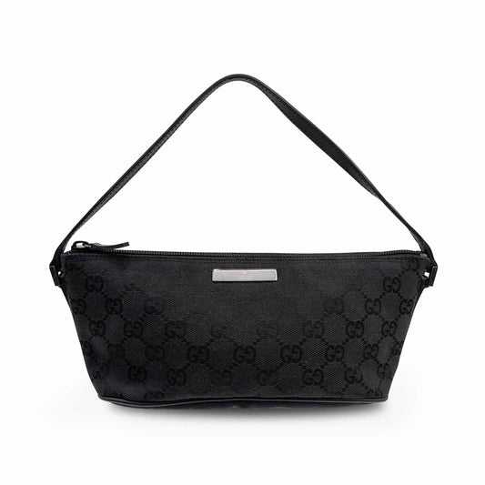 Gucci Monogram Pochette Leather Canvas Shoulder Bag