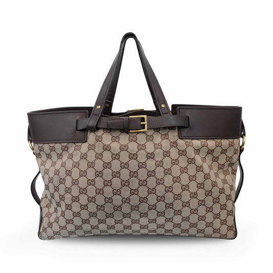 Gucci Monogram Leather Canvas Tote