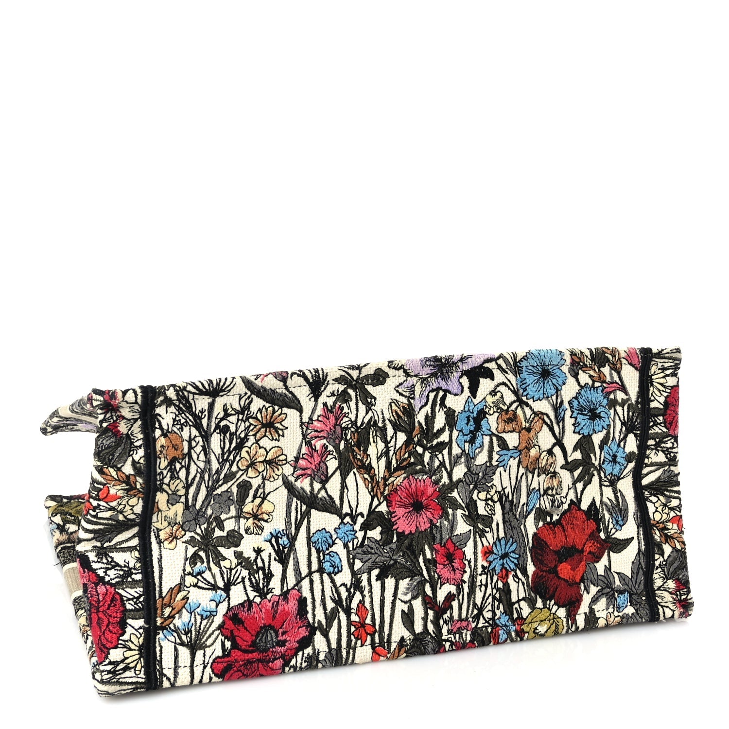 Christian Dior Canvas Embroidered Medium Mille Fleurs Book Tote Multicolor