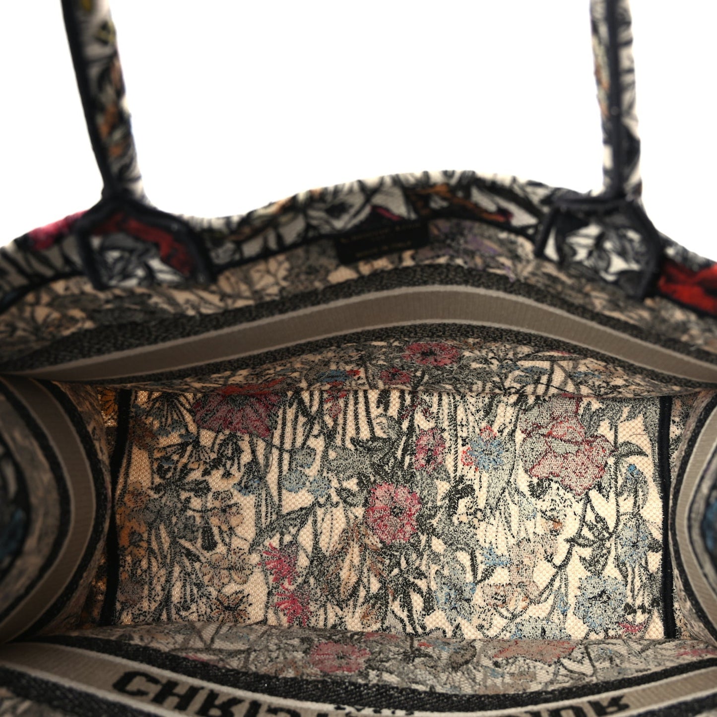 Christian Dior Canvas Embroidered Medium Mille Fleurs Book Tote Multicolor