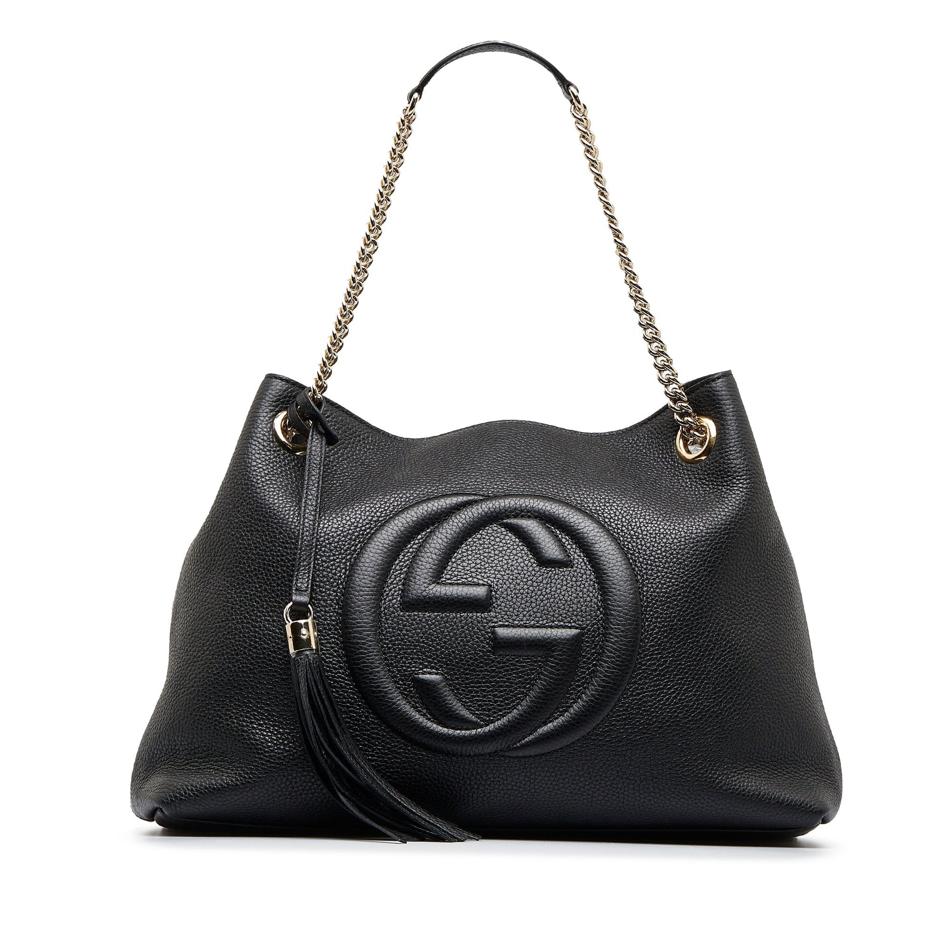 Gucci Soho Black Leather Chain Tote