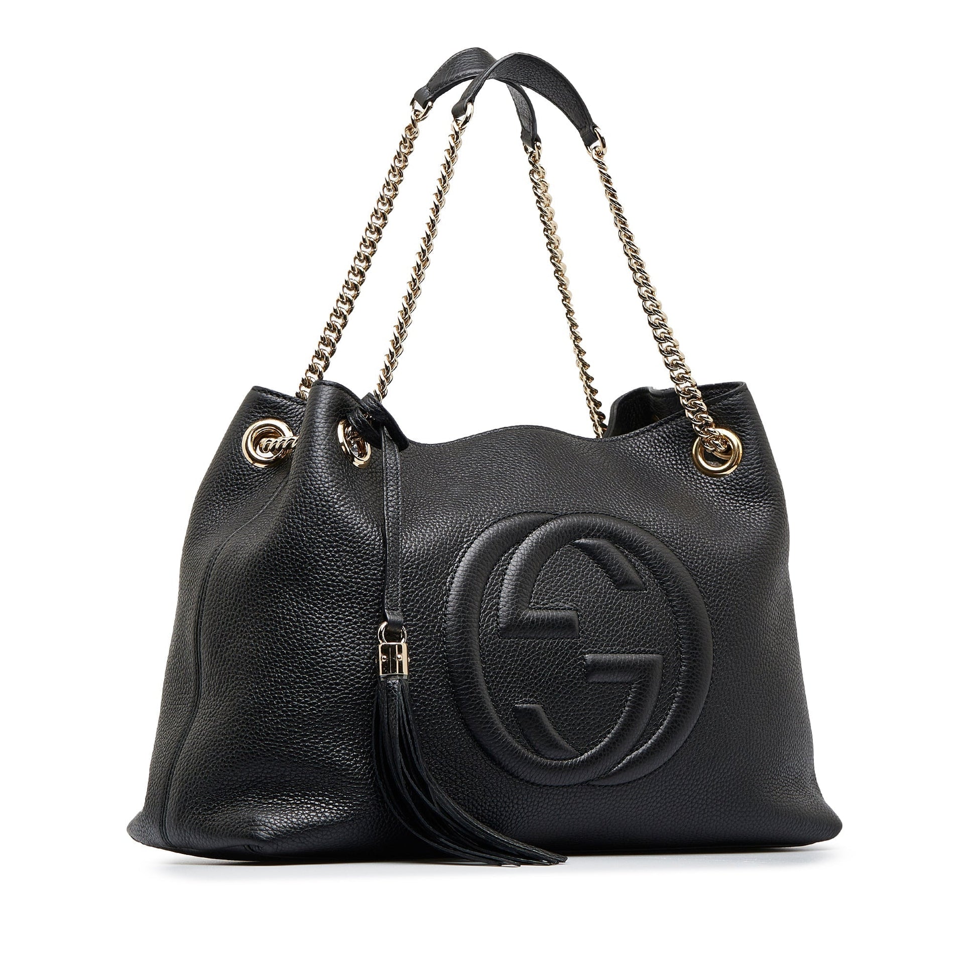 Gucci Soho Black Leather Chain Tote