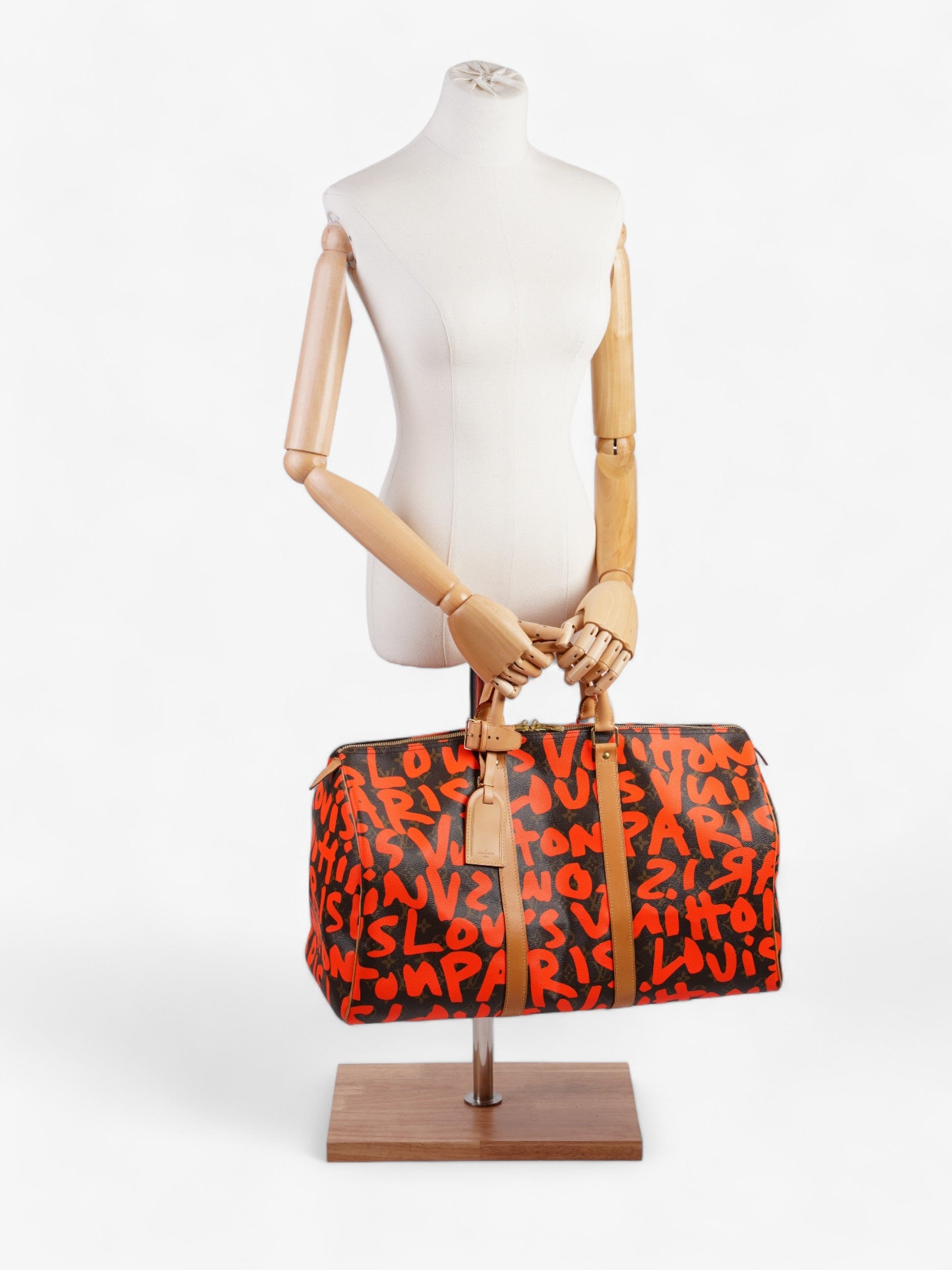  Louis Vuitton Keepall Graffiti 50 Monogram / Orange Coated Canvas