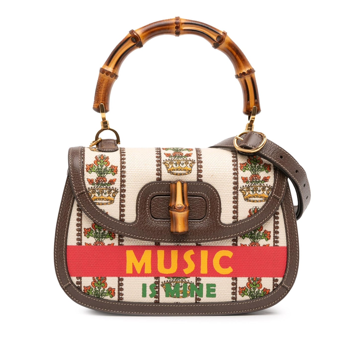 Gucci 100th Anniversary Medium Canvas 1947 Bamboo Top Handle Bag