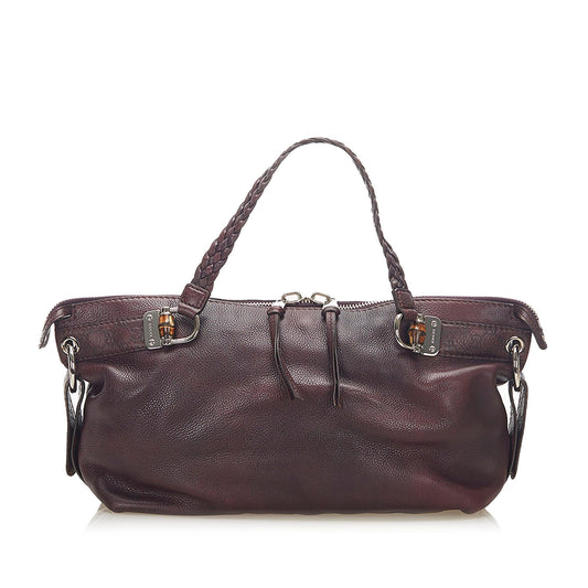Gucci Bamboo Bar Leather Tote Bag (SHG-31697)